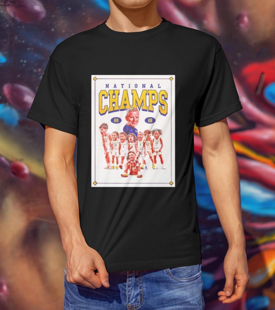 National Champs 89 26 Michigan Wolverines Caricature Coach And Players T-Shirt