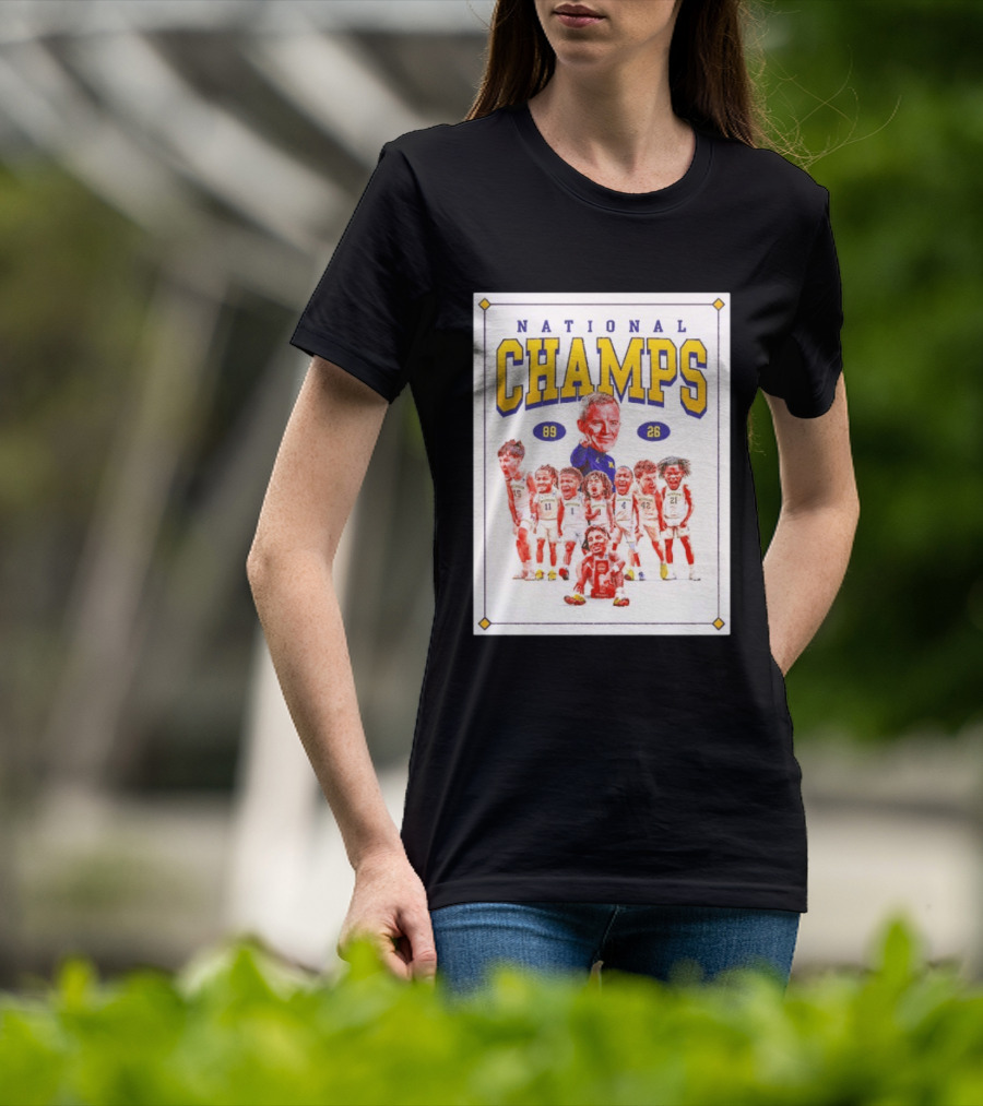 National Champs 89 26 Michigan Wolverines Caricature Coach And Players T-Shirt