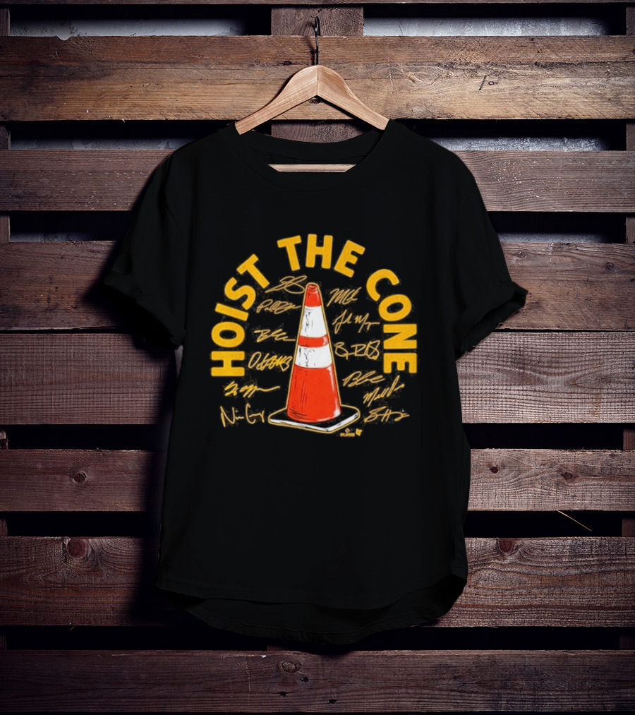Pittsburgh Baseball Hoist The Cone Signatures Traffic Cone T-Shirt