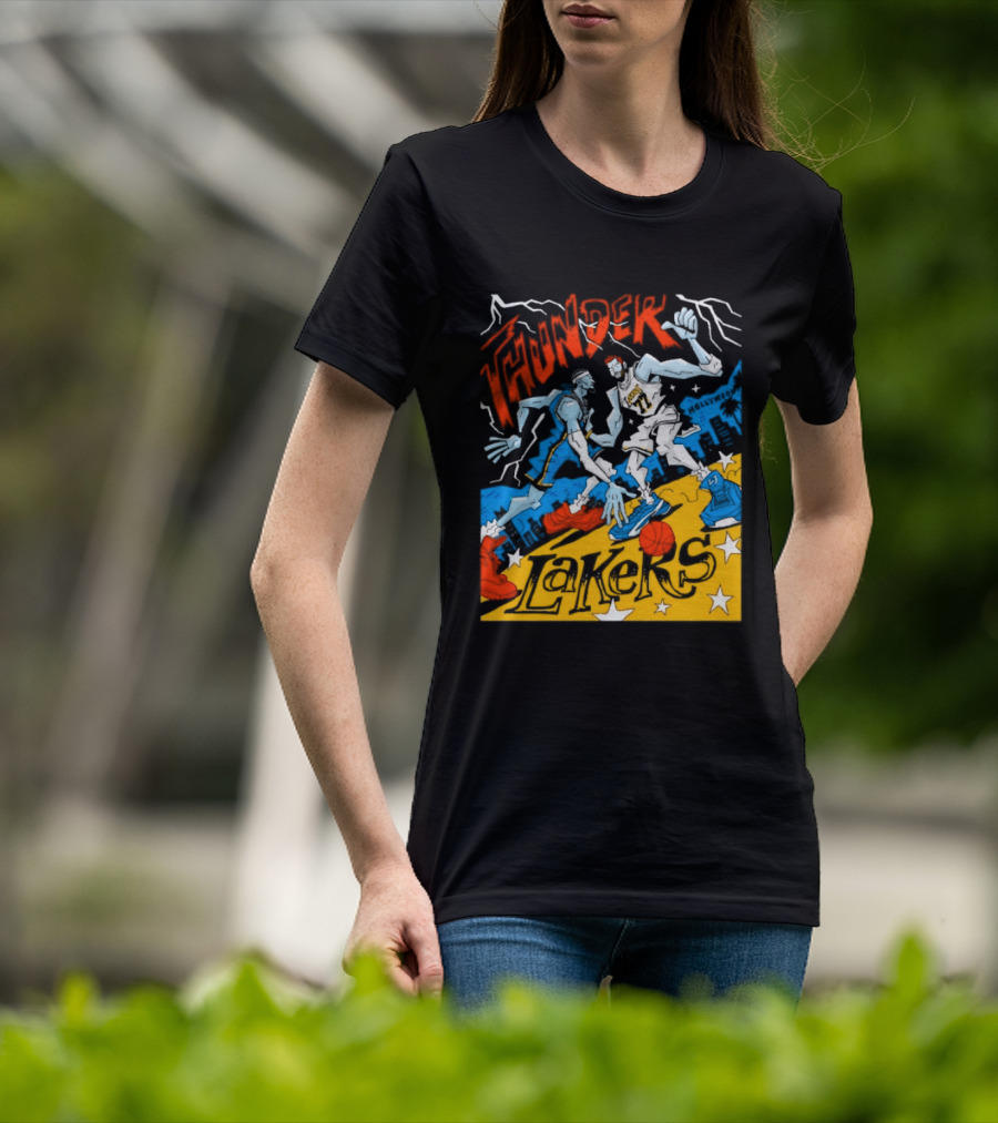 Shai Gilgeous Alexander Thunder Vs Luka Doncic Lakers MVP Cartoon Showdown T-Shirt