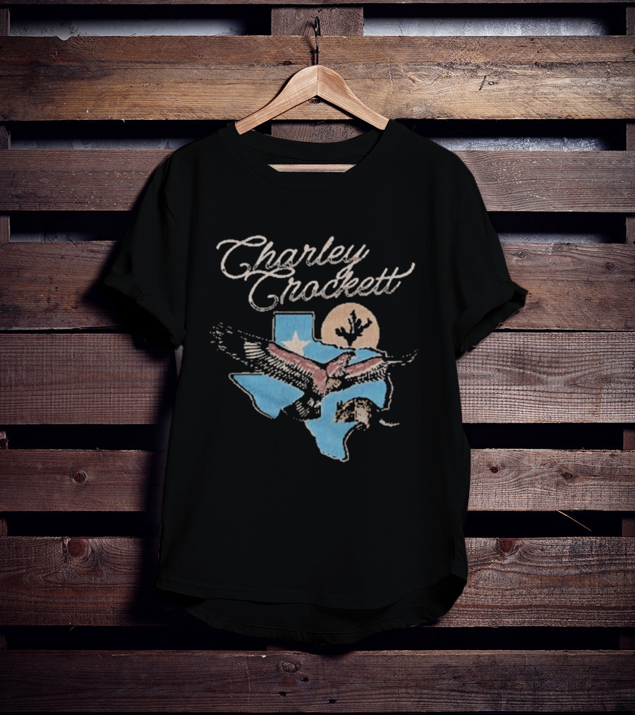Charley Crockett Texas Hawk Lone Star Map Blue Sky Bird T-Shirt