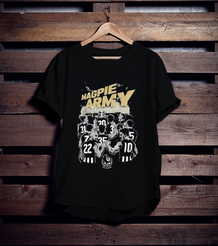 Collingwood Magpie Army Adults Team Players Huddle Football Fans T-Shirt