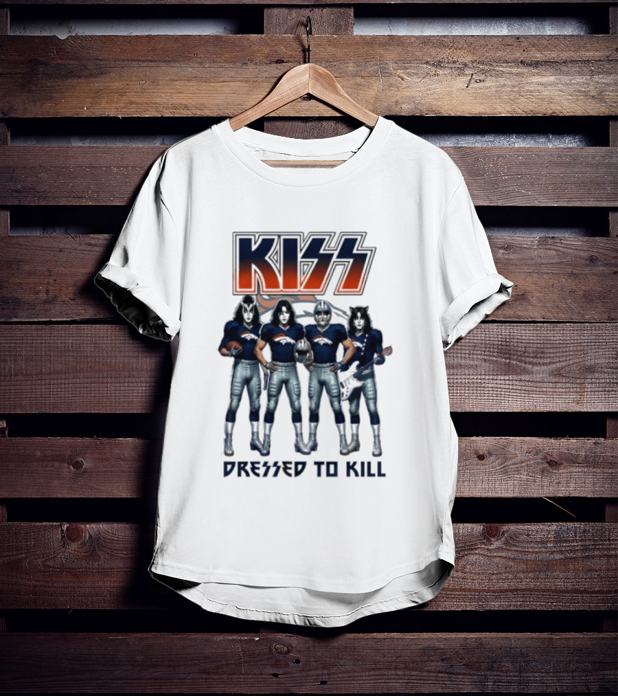 KISS Dressed To Kill Denver Broncos Football Team Collaboration T-Shirt