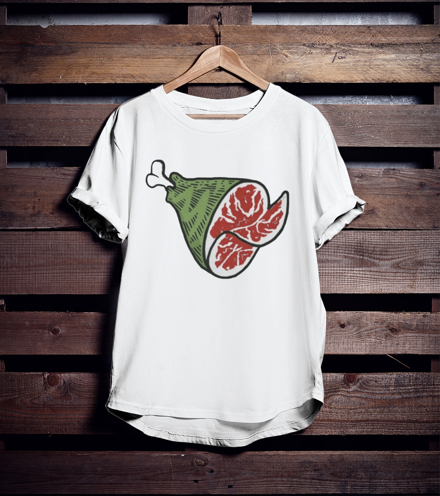 Ham Bone Cartoon Illustration Vintage Retro Clip T-Shirt