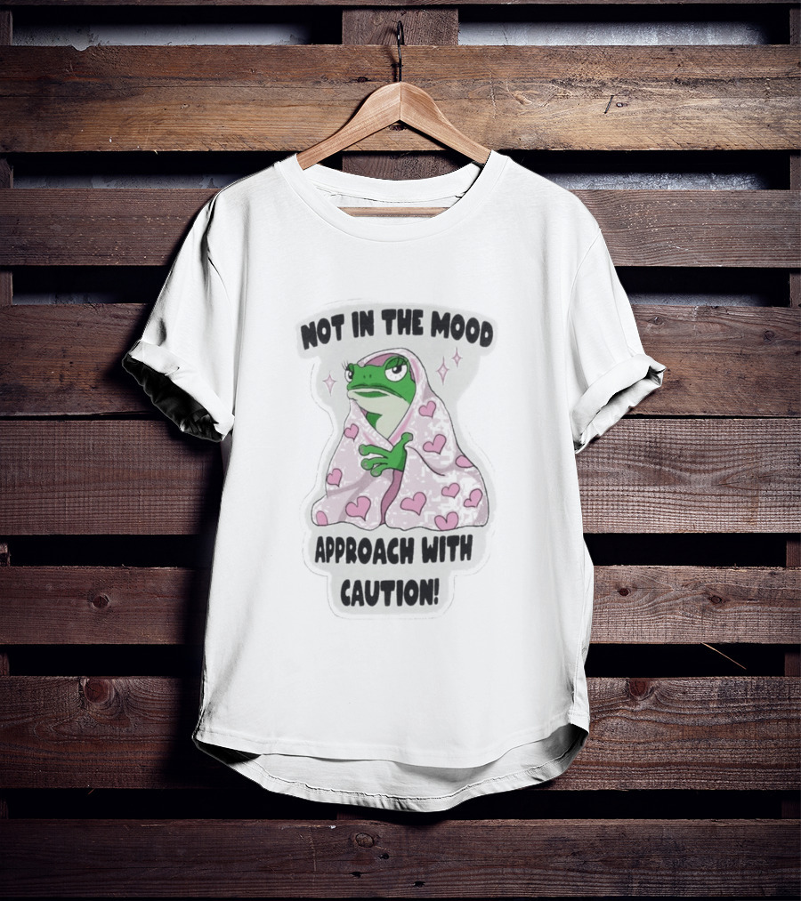 Not In The Mood Frog Wrapped In Blanket Approach With Caution T-Shirt