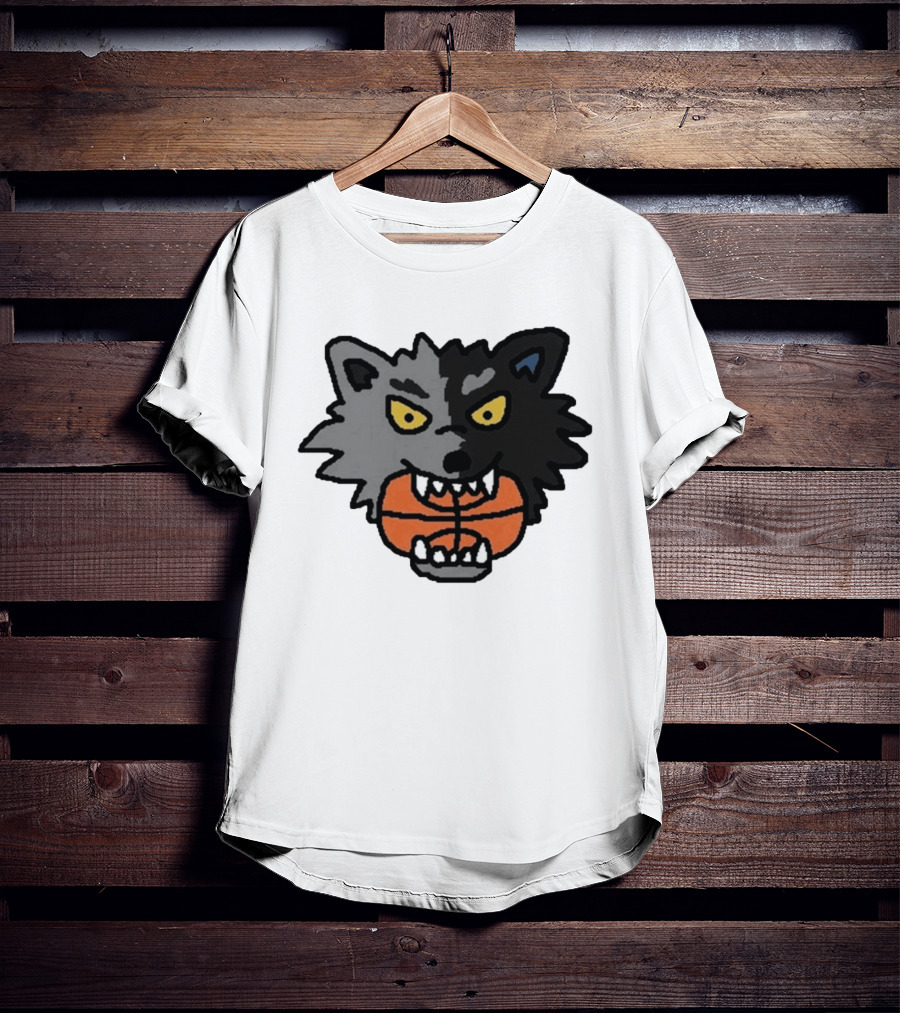 Timberwolves New Profile Pic Two Tone Wolf With Basketball T-Shirt