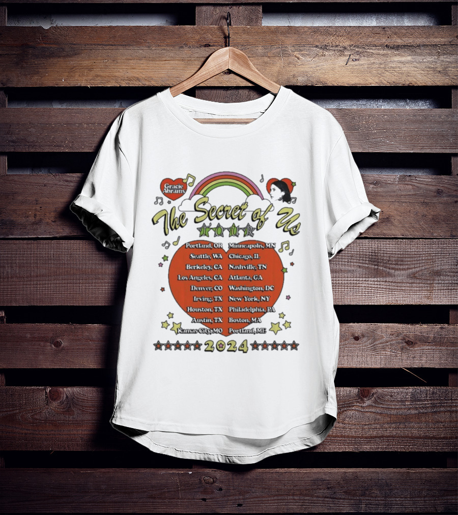 The Secret Of Us Tour 2024 Dates And Cities List With Rainbow And Stars T-Shirt