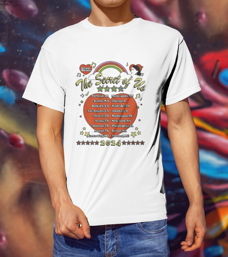 The Secret Of Us Tour 2024 Dates And Cities List With Rainbow And Stars T-Shirt