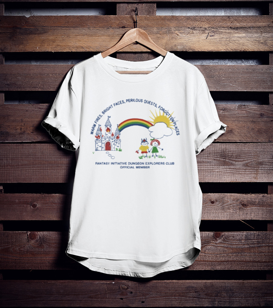 Warm Fires Bright Faces Perilous Quests Forgotten Places Fantasy Initiative Dungeon Explorers Club Official Member T-Shirt