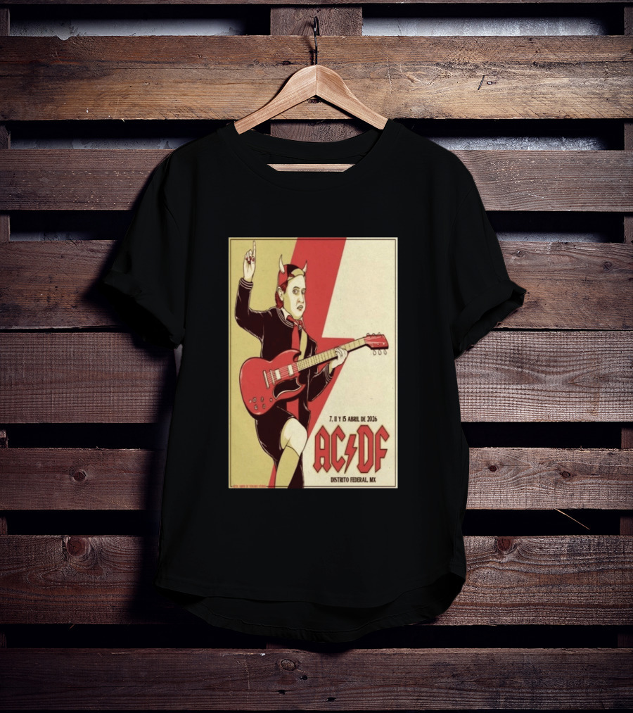 AC DF Distrito Federal MX Abril 2026 7 11 15 Rock Concert Red Guitar And Devil Horns T-Shirt