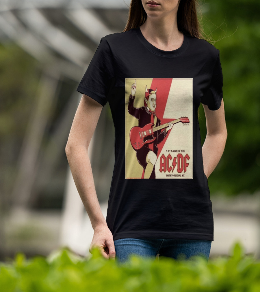 AC DF Distrito Federal MX Abril 2026 7 11 15 Rock Concert Red Guitar And Devil Horns T-Shirt