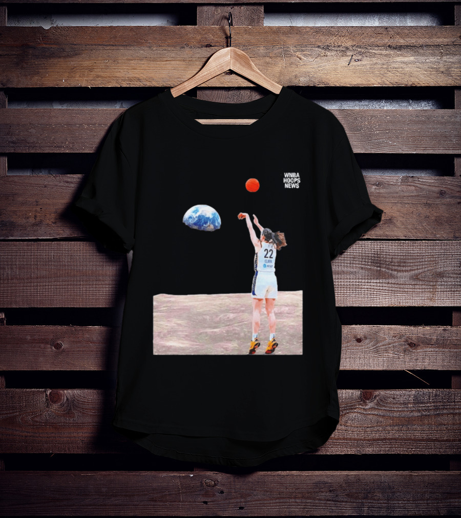 Caitlin Clark Indiana Fever WNBA Shooting Basketball On Lunar Surface T-Shirt