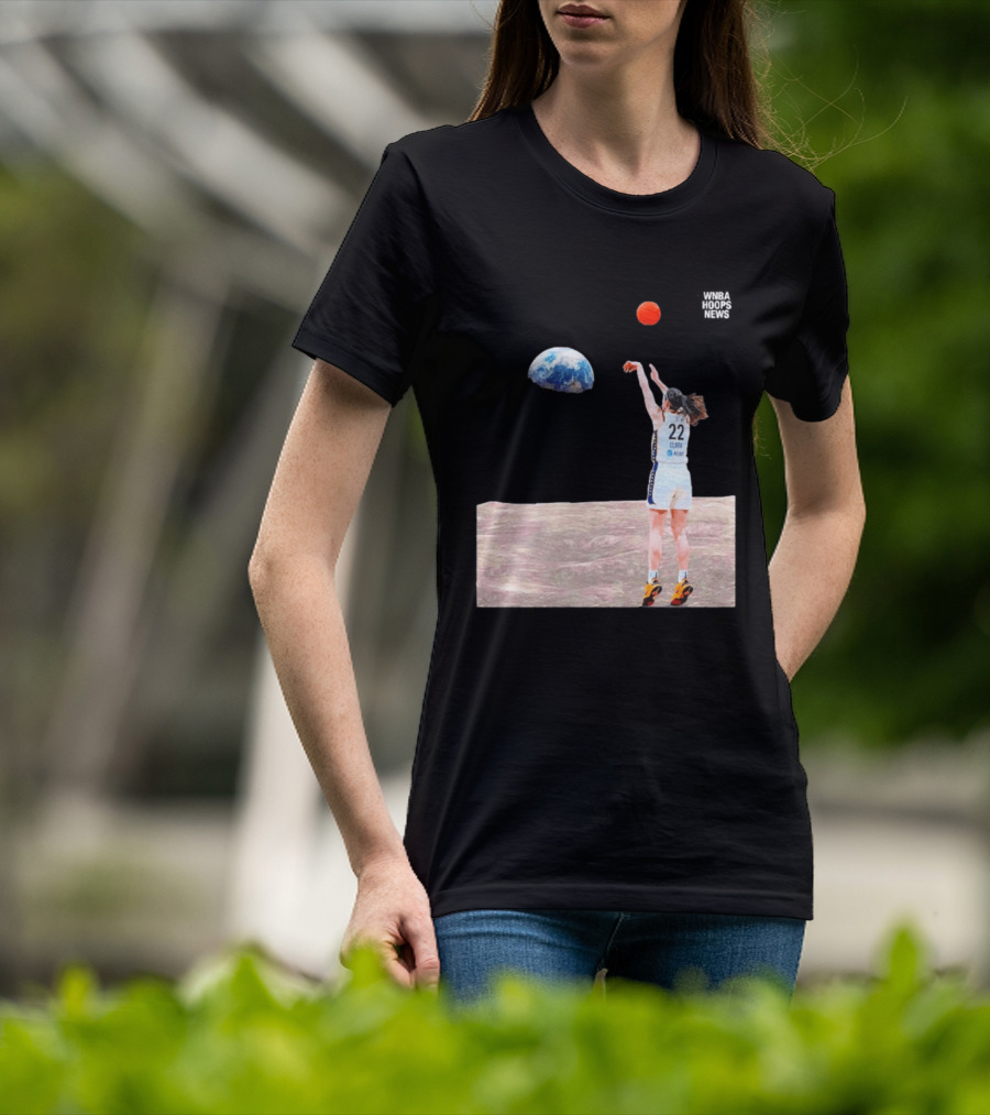 Caitlin Clark Indiana Fever WNBA Shooting Basketball On Lunar Surface T-Shirt