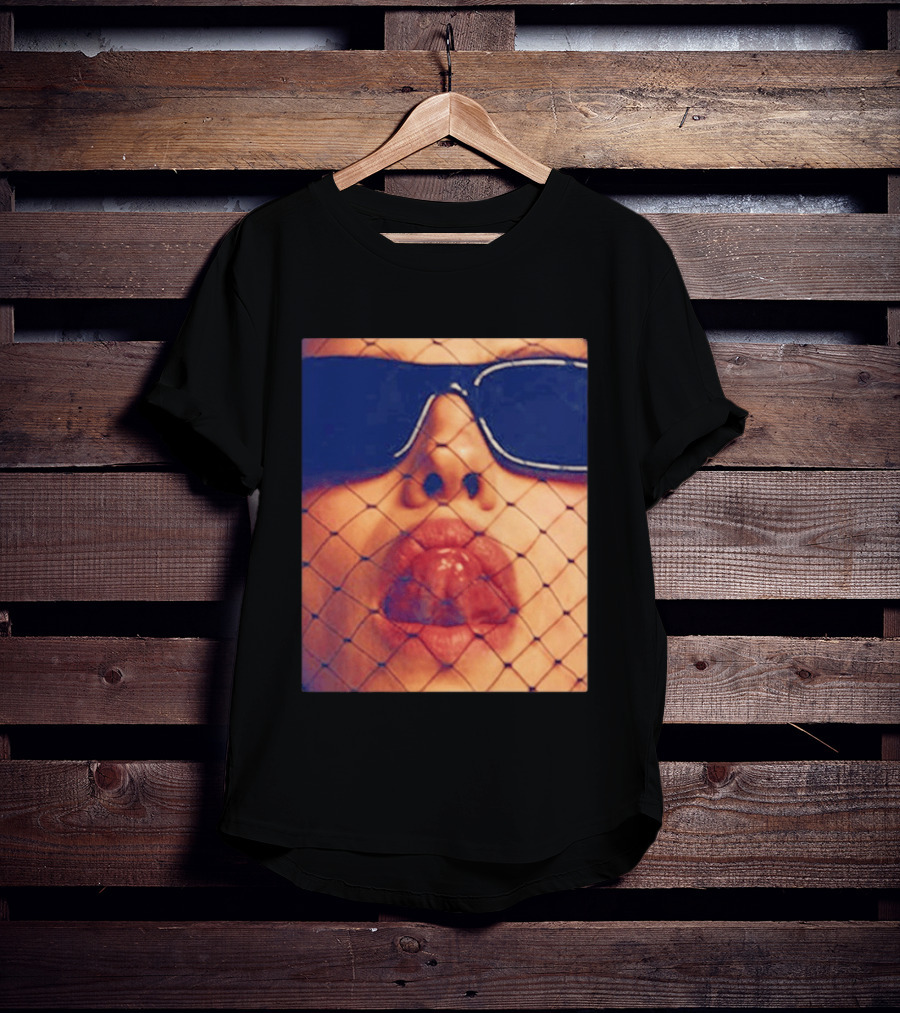 Irina Shayk Tongue Sunglasses Mesh T-Shirt