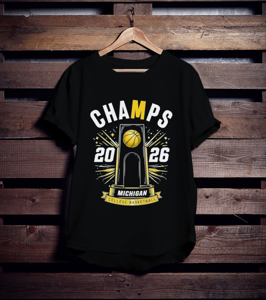 Michigan B.A.S. Champs 2026 College Basketball Victory T-Shirt