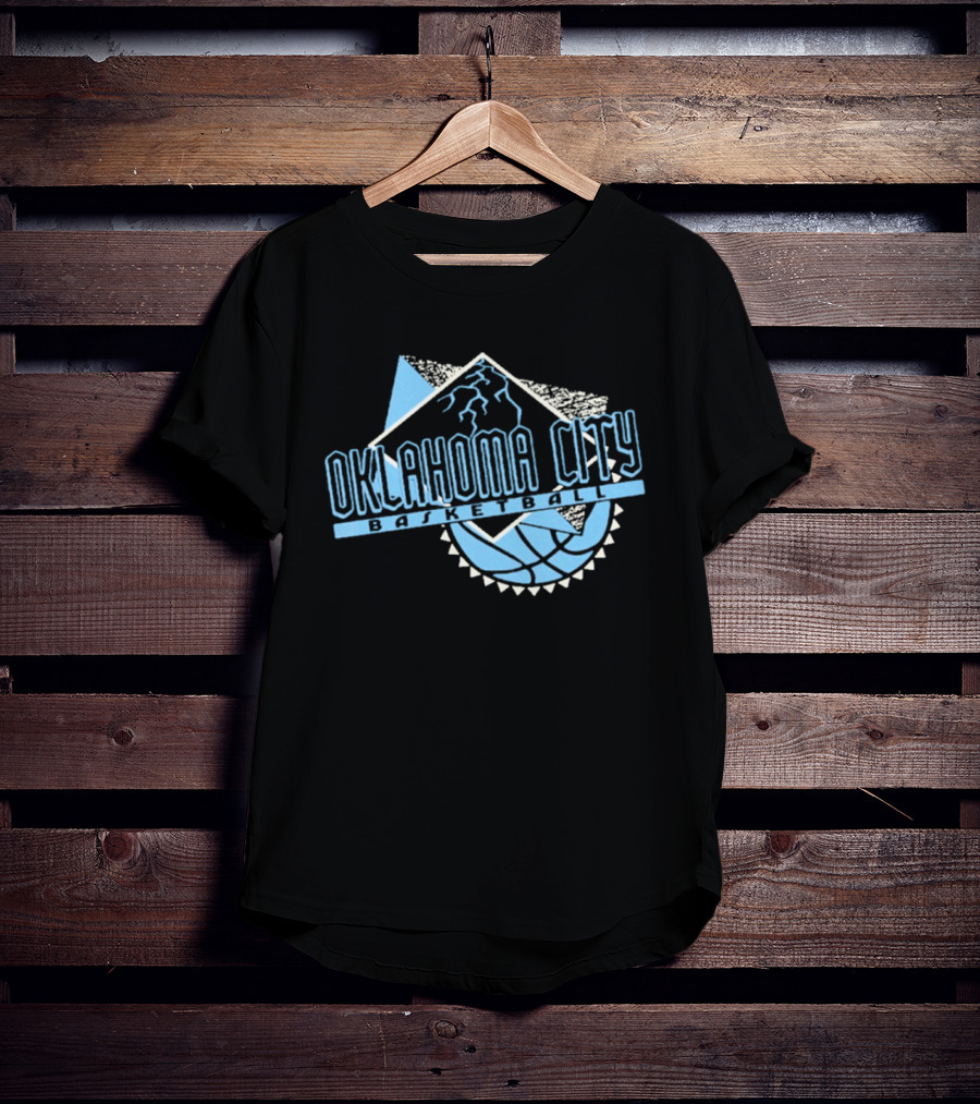 Oklahoma City Basketball Mountain And Basketball Hoop T-Shirt