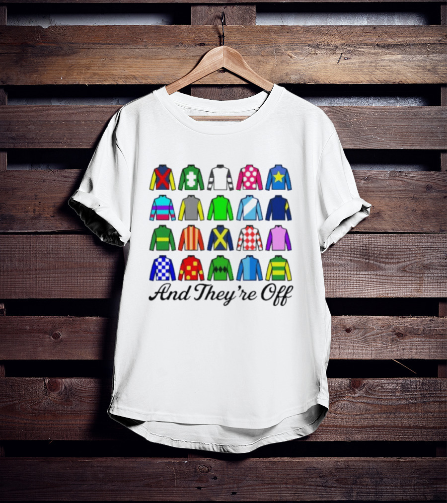 And They're Off Jockey Silks Colorful Patterns Racing T-Shirt