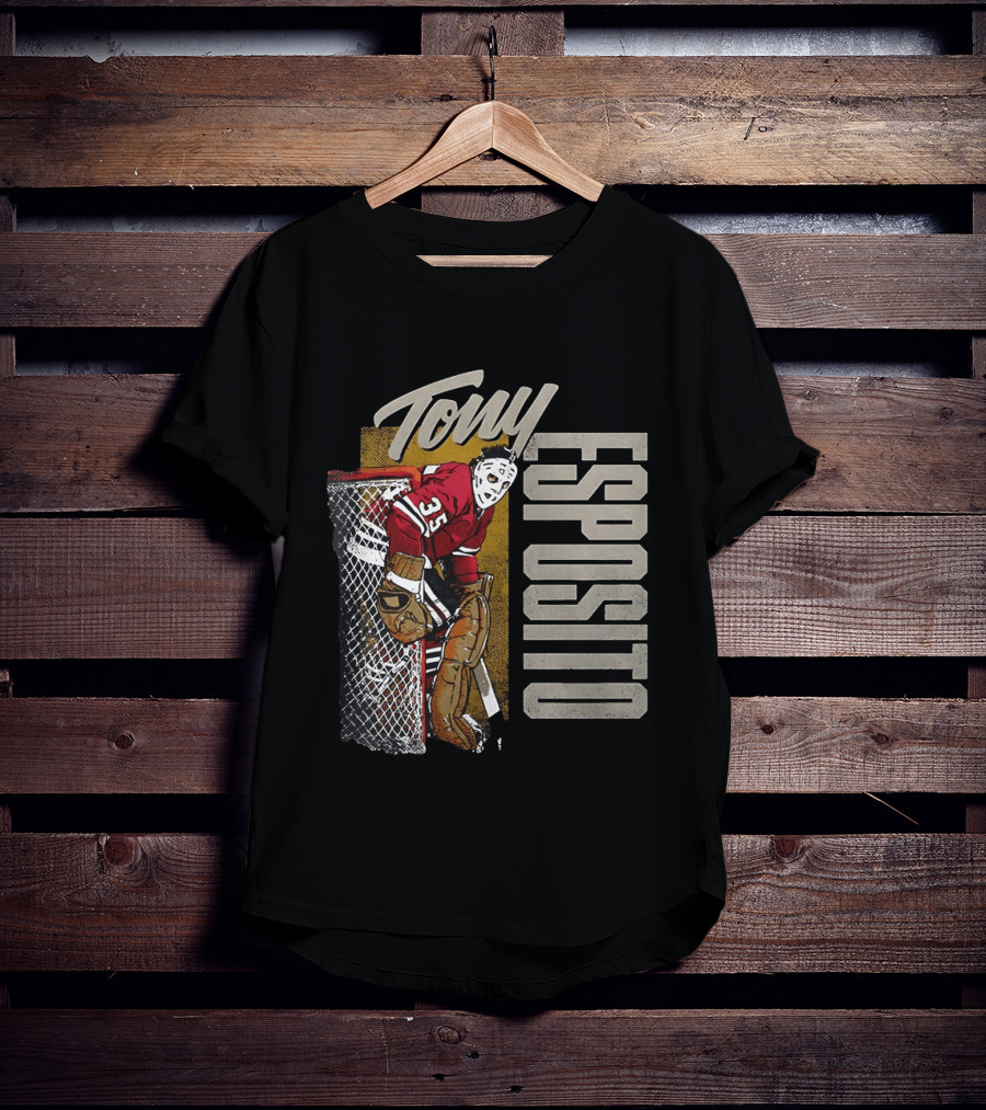 Tony Esposito Chicago Blackhawks NHL 35 Hockey Legend Iconic Goalie Save T-Shirt