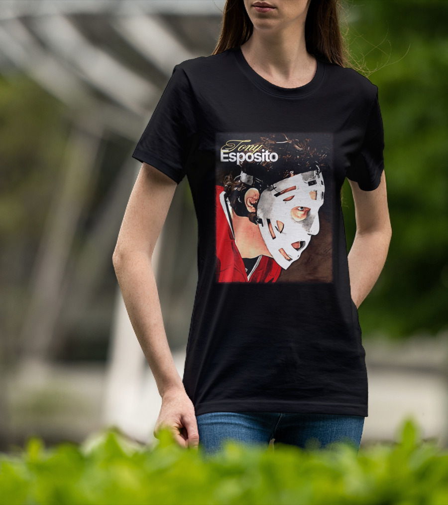 Tony Esposito Chicago Blackhawks NHL Mask Retro Hockey T-Shirt