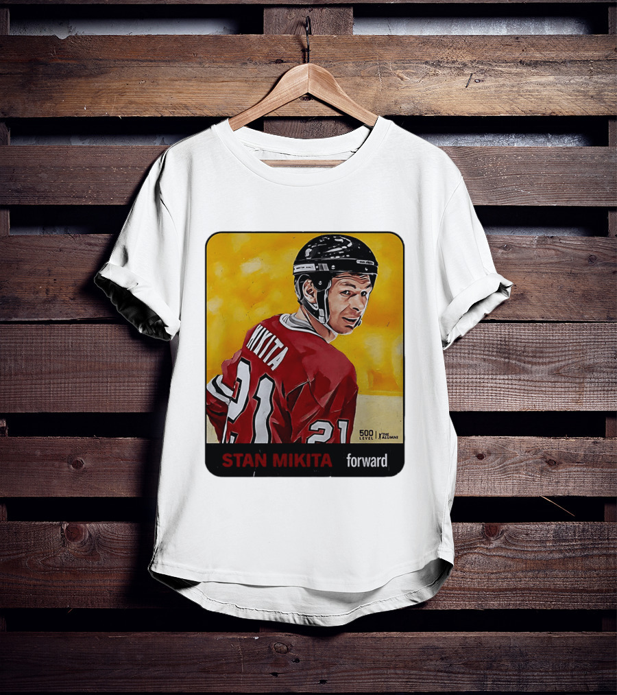 Stan Mikita Forward Chicago Blackhawks NHL Alumni Card 500 Level T-Shirt