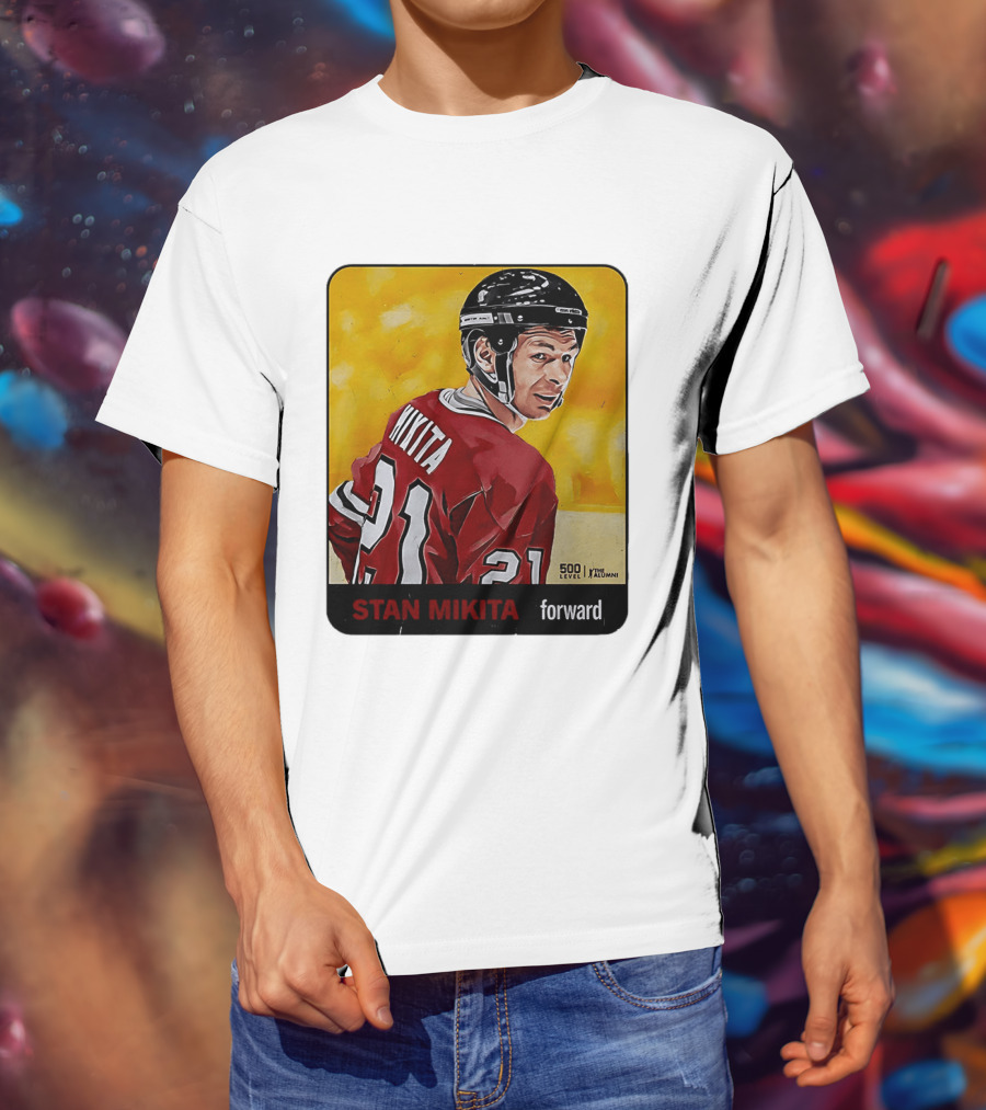 Stan Mikita Forward Chicago Blackhawks NHL Alumni Card 500 Level T-Shirt