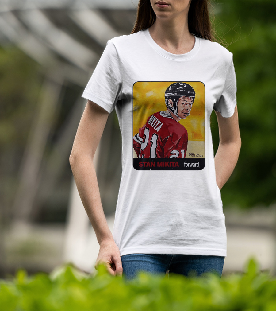 Stan Mikita Forward Chicago Blackhawks NHL Alumni Card 500 Level T-Shirt