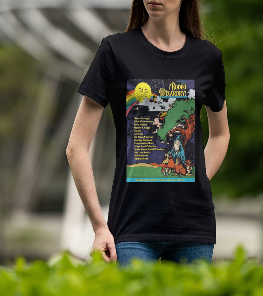 Rodeo Wizardry Show Austin March 7 2026 Music Lineup And Fantasy Artwork Sam's Town Point Event T-Shirt