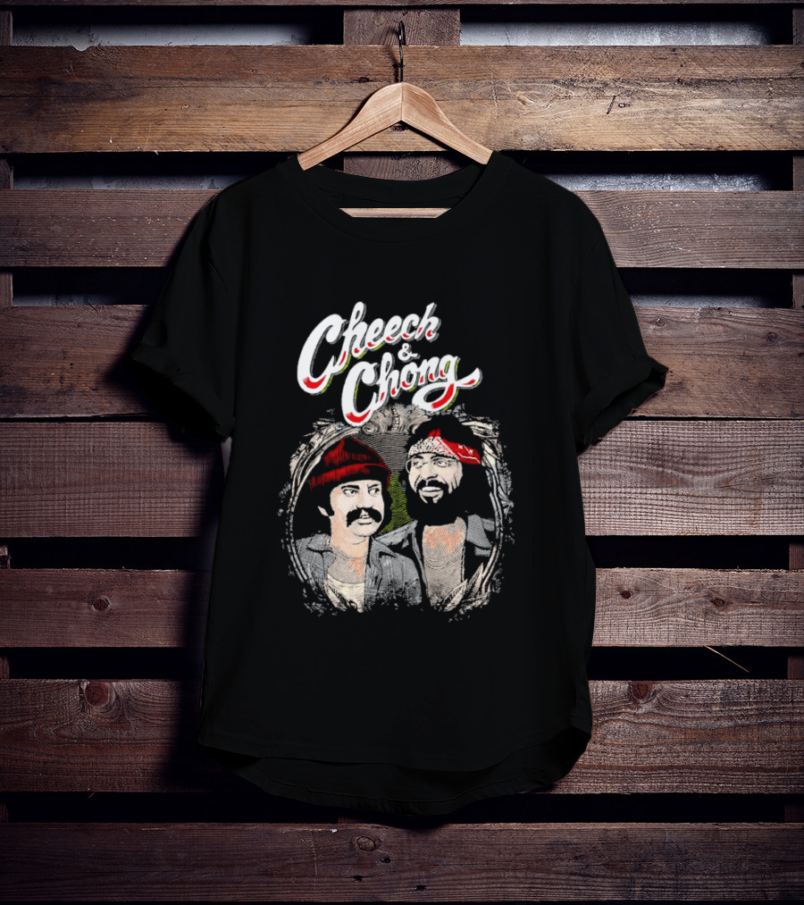Cheech And Chong Vintage Red Bandana And Beanie Comic Duo T-Shirt
