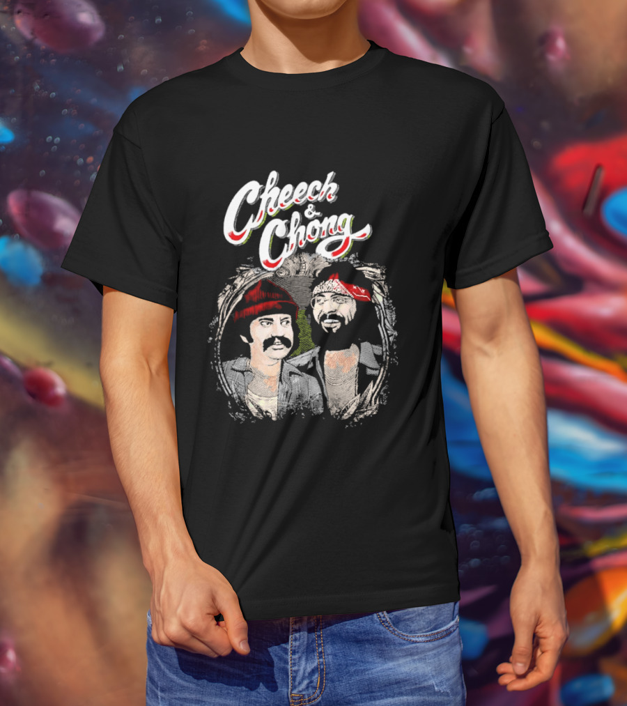 Cheech And Chong Vintage Red Bandana And Beanie Comic Duo T-Shirt