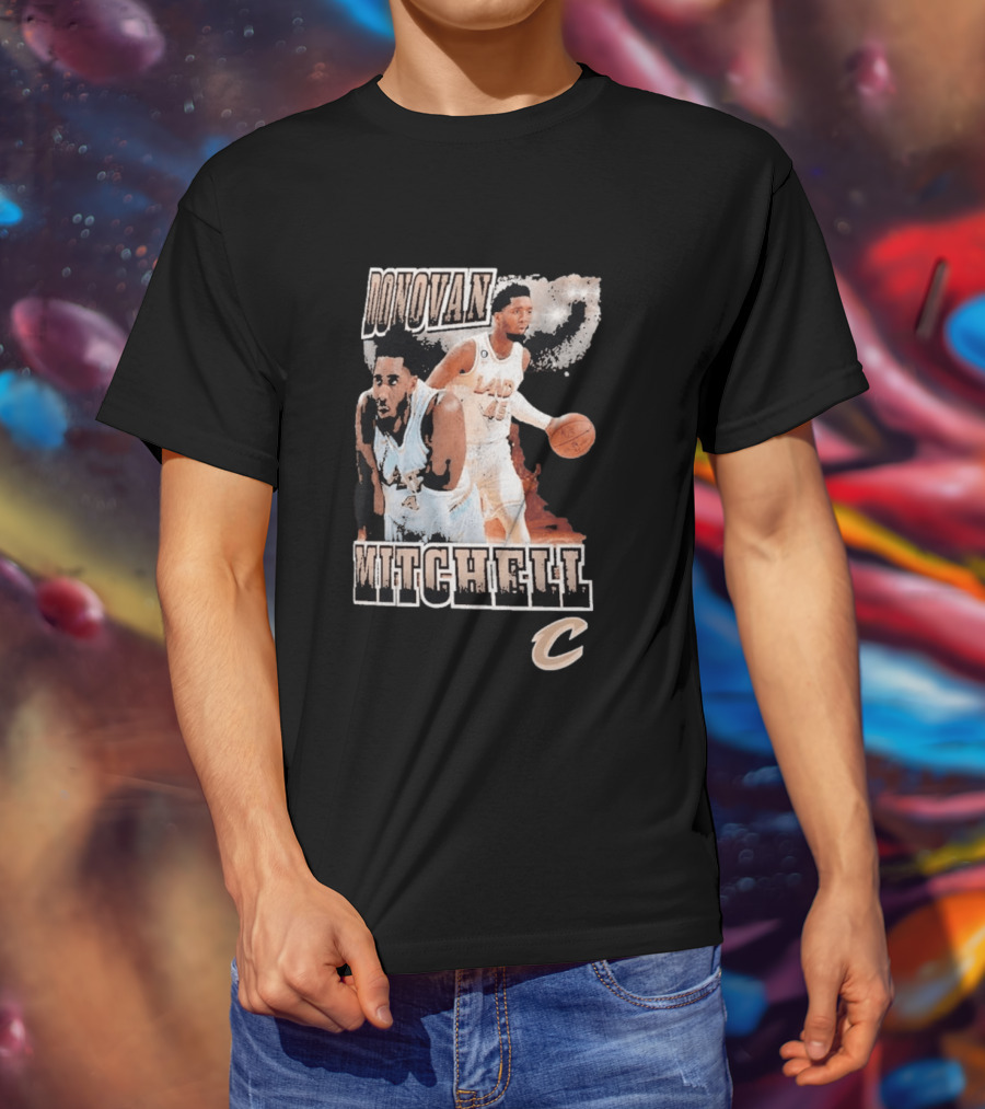Donovan Mitchell Cleveland Cavaliers Player Portrait With Team T-Shirt