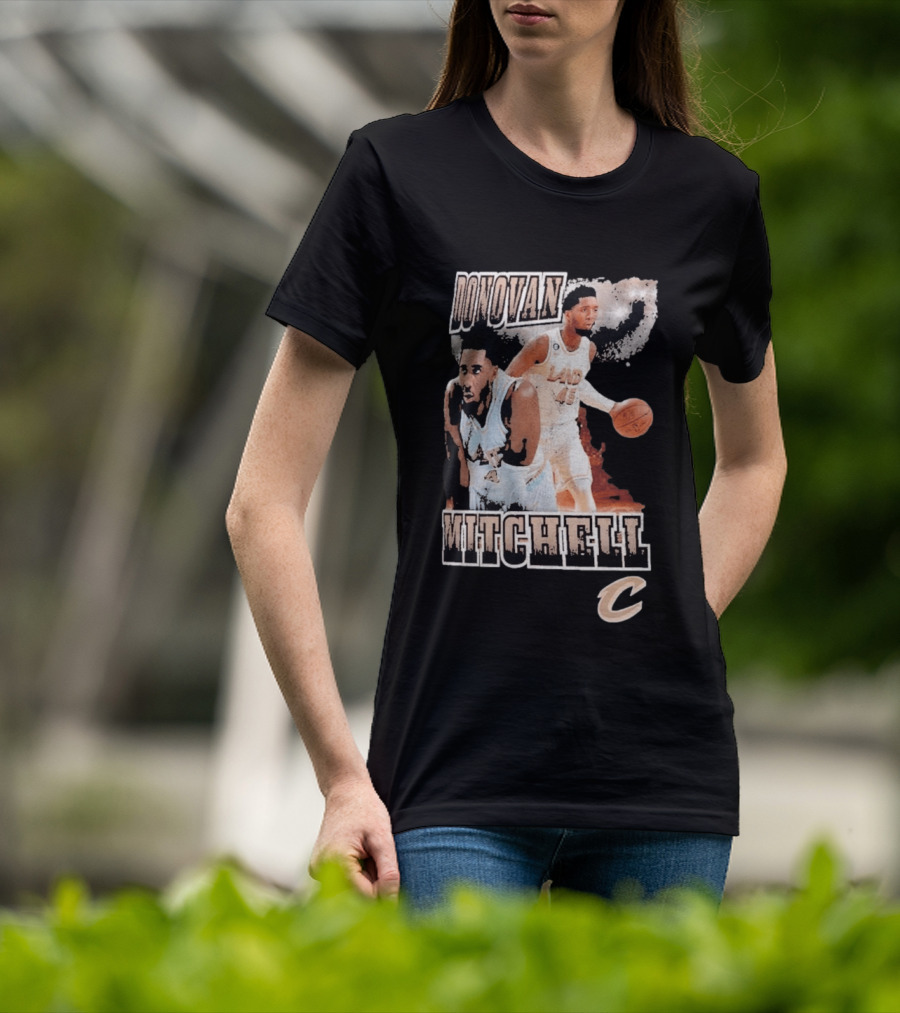 Donovan Mitchell Cleveland Cavaliers Player Portrait With Team T-Shirt