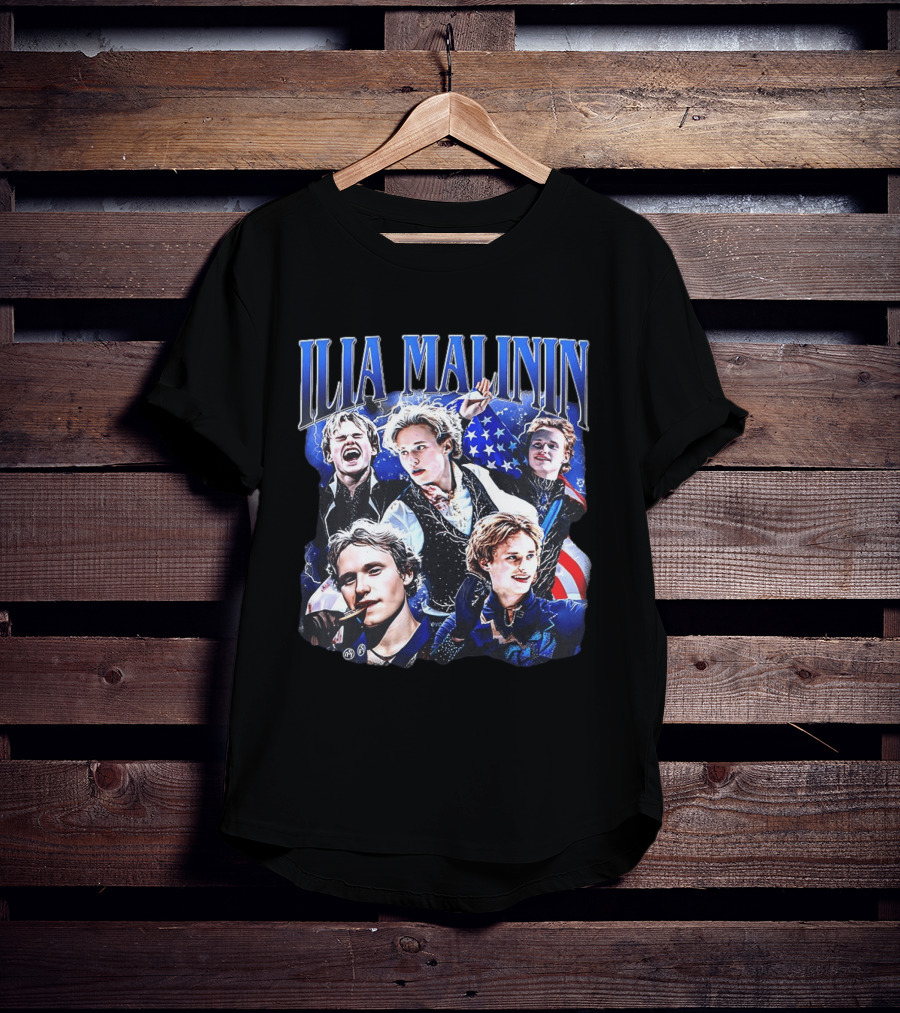 Ilia Malinin Quad Jump Legend Ice Skating American Flag T-Shirt