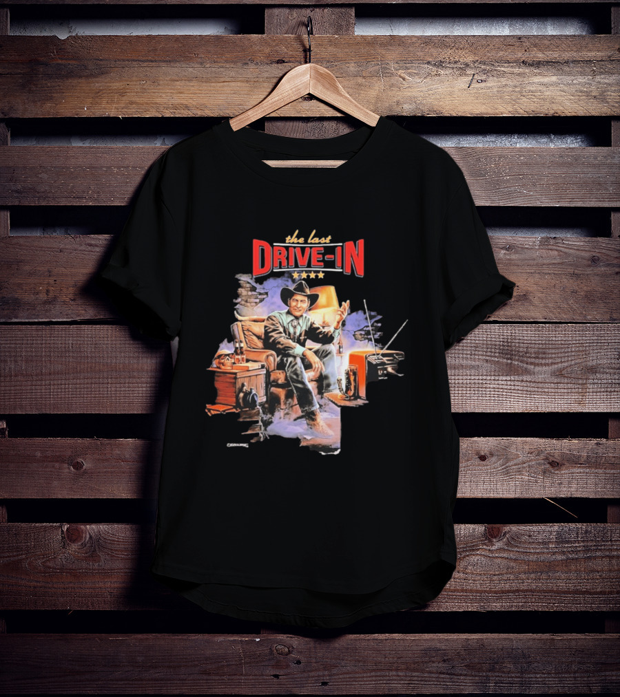 The Last Drive In Cowboy Host With Retro TV And Classic Horror Vibes T-Shirt