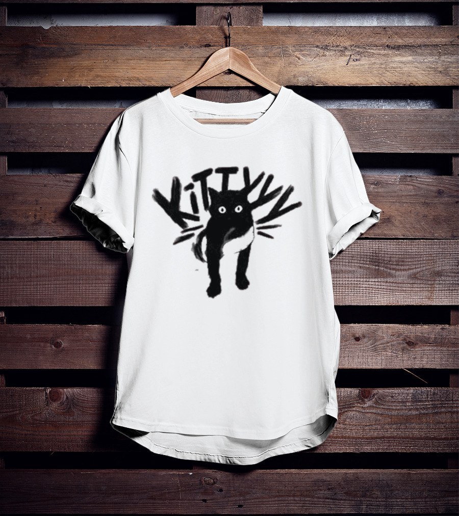 Caseoh's Kitty Cat Playful Black Silhouette With Whiskers T-Shirt