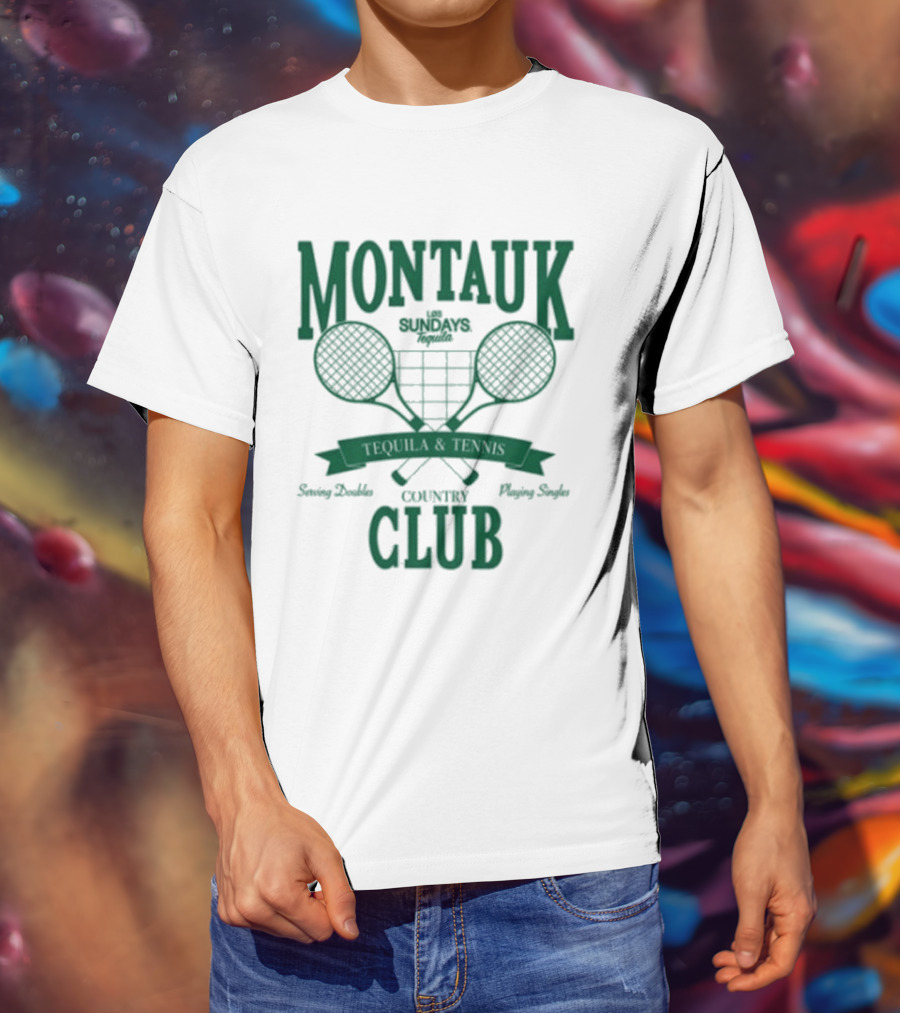 Montauk Country Club Tequila Lovers Serving Doubles Playing Singles T-Shirt