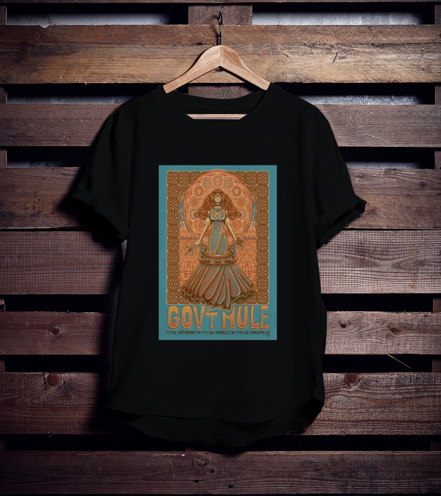 Gov't Mule April 7 8 10 2026 Shipshewana Nashville Charleston Concert Vintage Art Nouveau T-Shirt