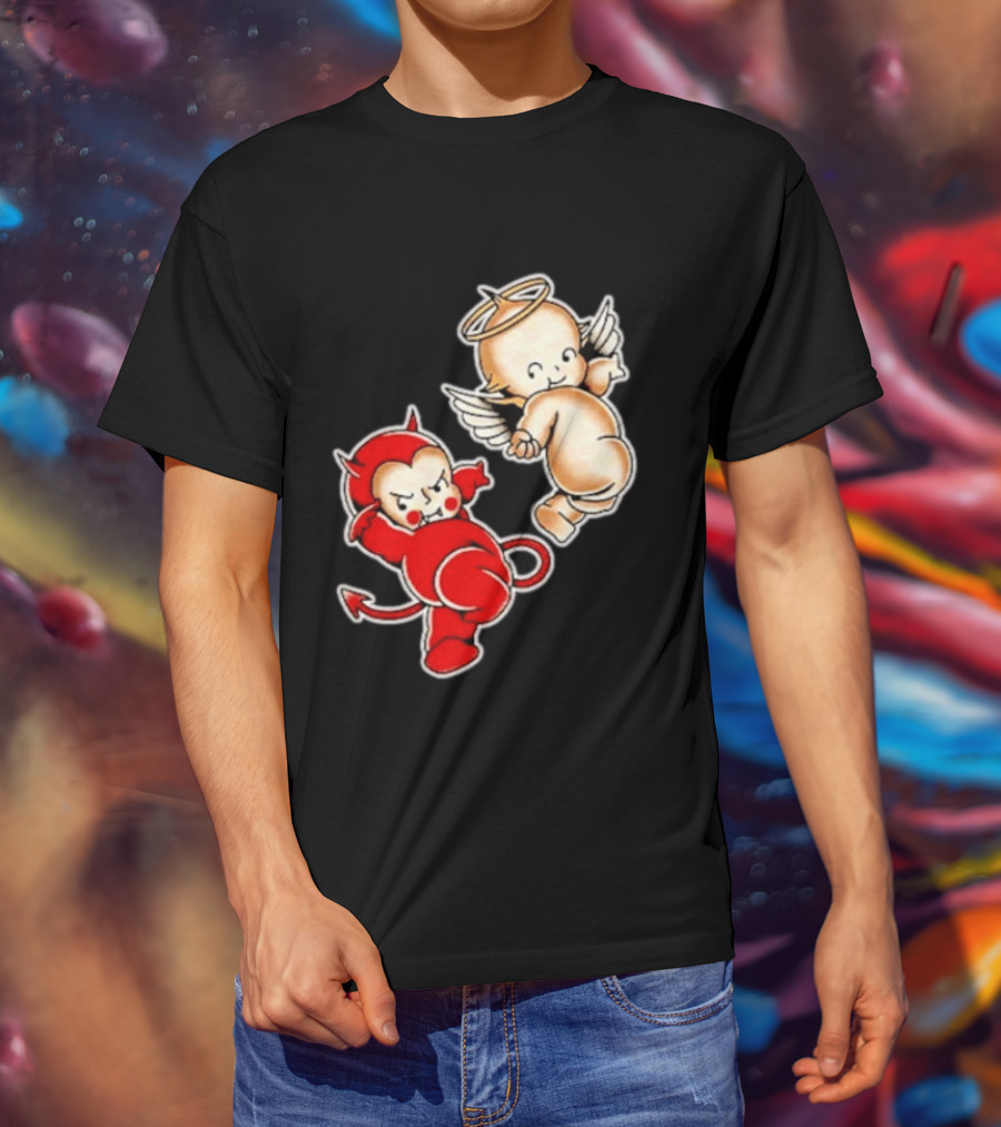 Kewpie Baby Devil Angel Cherubs Vintage Style Cute Cartoon Characters T-Shirt