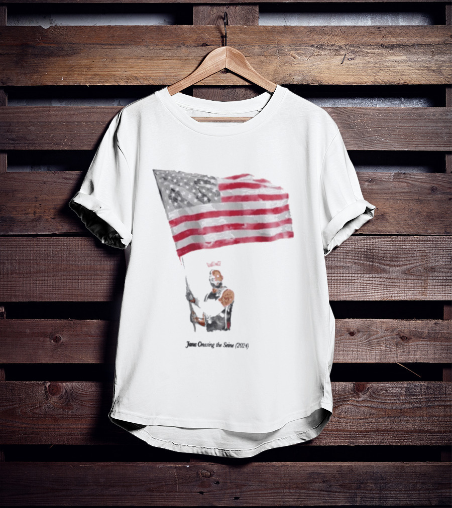 James Crossing The Seine 2024 American Flag T-Shirt