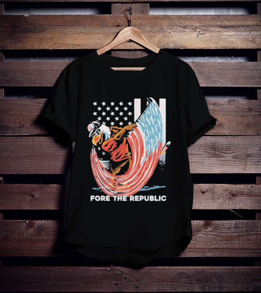 Old Row Golf American Flag Swing Fore The Republic T-Shirt