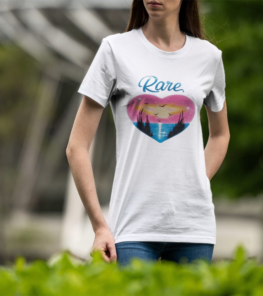Selena Gomez Rare Heart Sunset Ocean Scene T-Shirt