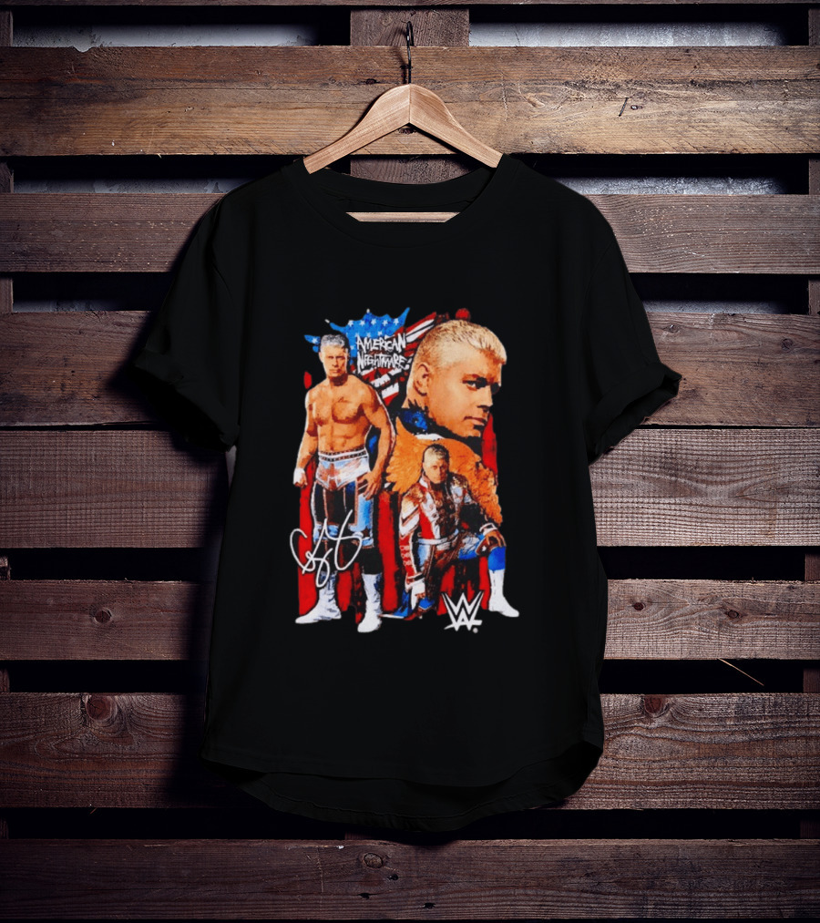 WWE Cody Rhodes American Nightmare Collage Patriotic Wrestling Iconic Signature T-Shirt