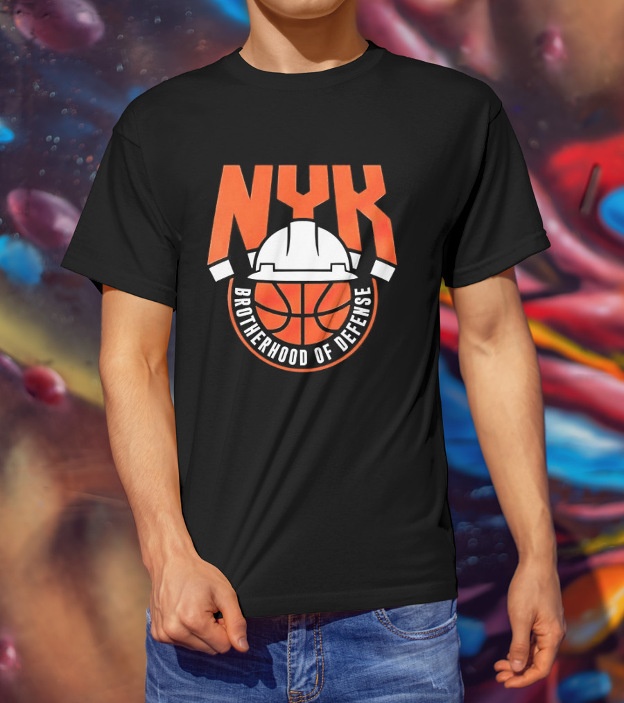 NYK Brotherhood Of Defense Hard Hat Basketball New York Knicks T-Shirt