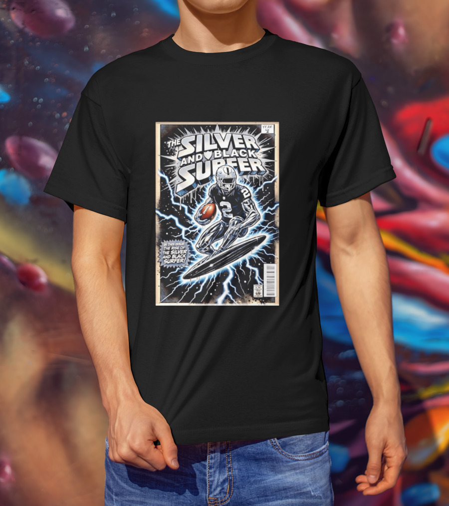 Las Vegas Raiders The Silver And Black Surfer Year Two Comic Edition T-Shirt