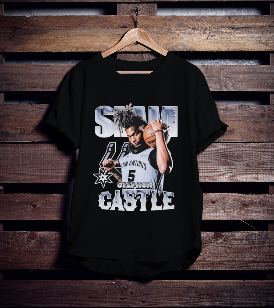 San Antonio Spurs Stephon Castle Slam Basketball T-Shirt