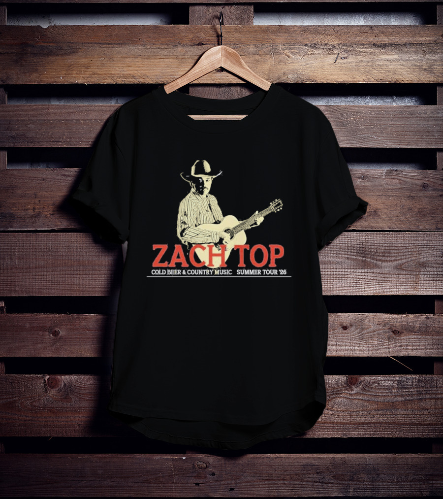 Zach Top Cold Beer Country Music Summer Tour 2026 Cowboy Guitar T-Shirt