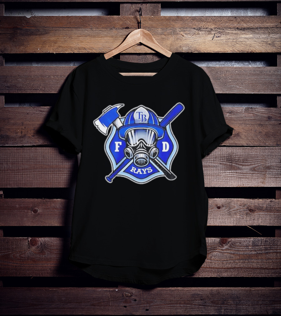 Tampa Bay Rays Firefighter Pride 2026 FD Shield Helmet Axe Bat Gas Mask T-Shirt