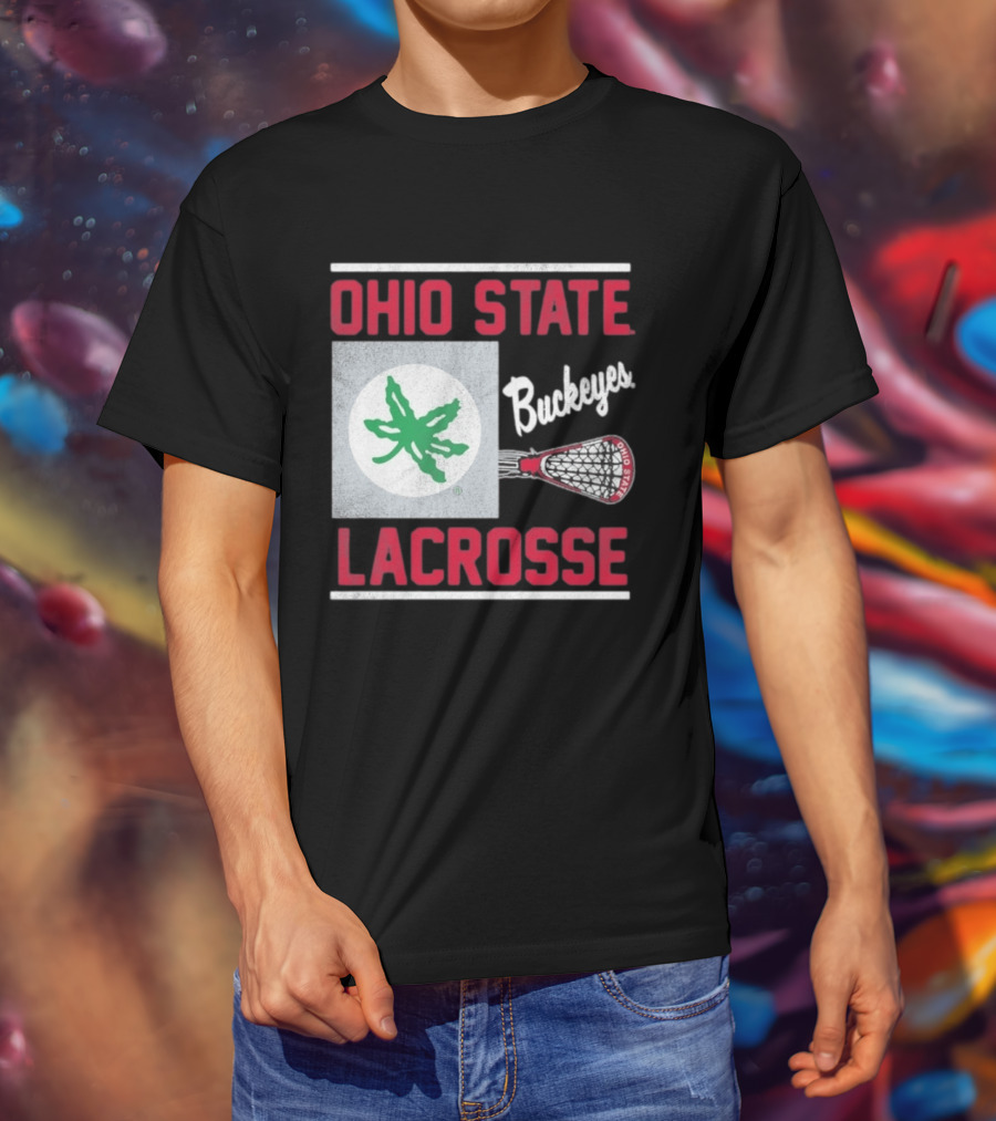 Ohio State Buckeyes Lacrosse Team Stick With Green Leaf T-Shirt
