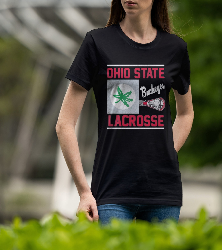 Ohio State Buckeyes Lacrosse Team Stick With Green Leaf T-Shirt