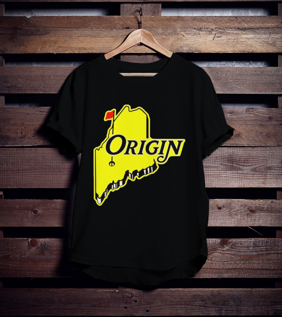 Origin USA Masters Golf Yellow Maine Flag Map T-Shirt