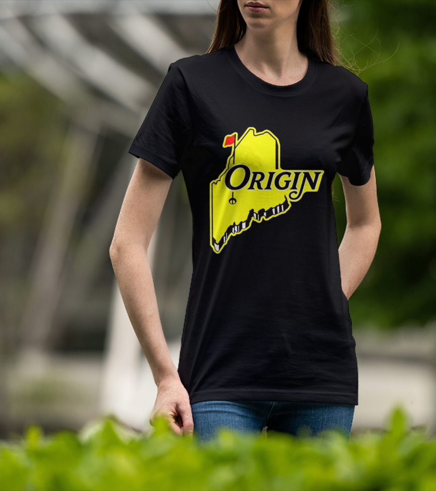 Origin USA Masters Golf Yellow Maine Flag Map T-Shirt